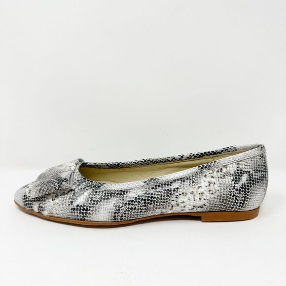 Blublonc Womens Snakeskin Print Leather Flats 35 Made In Spain Bow Detail US 5 - Picture 9 of 13